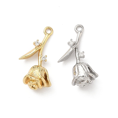 Латунные микро проложить кубического циркония подвески, прелести цветка розы