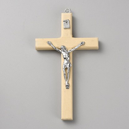 Религиозные кресты деревянные большие подвески, Подвески с крестом Иисуса из сплава с платиновым покрытием