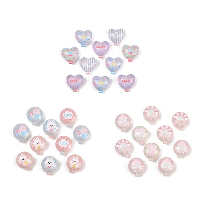 Печатные непрозрачные акриловые бусины, воздушный шар в форме сердца
