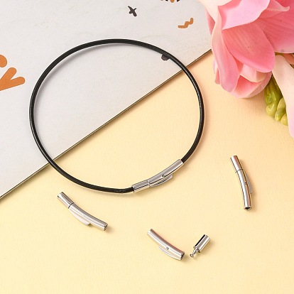 Column304 Stainless Steel Bayonet Necklace Clasps, Ion Plating (IP), 25~25.5x4.5~5x4mm, Hole: 1.8~2mm