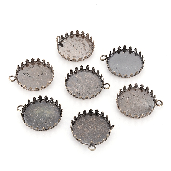 Сеттинги для кулона (кабошонов), латунь , зазубренные края рамки, плоско-круглые, 30x27x3 мм, лоток : 24 мм, отверстие : 2 мм