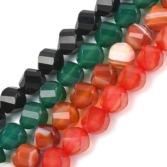 Природный агат бисер нитей, граненые, твист, окрашенная и подогревом