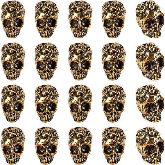 20Pcs Tibetan Style Alloy Beads, Skull