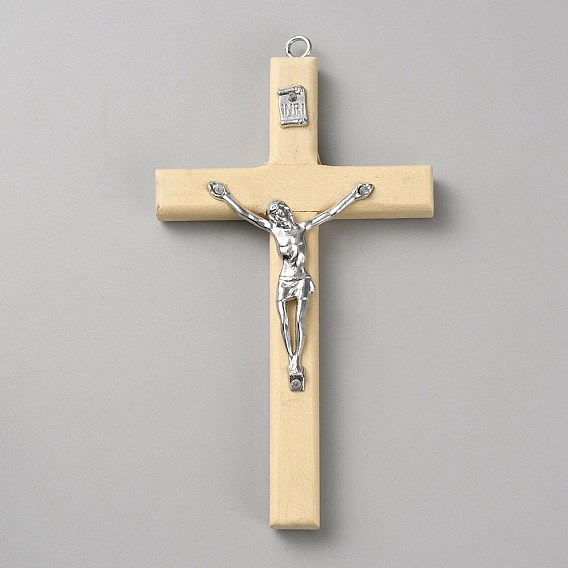 Религиозные кресты деревянные большие подвески, Подвески с крестом Иисуса из сплава с платиновым покрытием