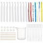 Crochet Hook Silicone Molds, for DIY Knitting Sweaters Scarves Tool Casting Silicone Mould, with Plastic Measuring Cup & Pipettes, Birch Wooden Craft Ice Cream Sticks, Latex Finger Cots