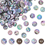 120Pcs 2 Styles Natural Paua Shell Buttons, 2-Hole, Flat Round