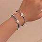 Natural Shell Daisy Flower Boho Vintage Blue Beaded Friendship Bracelets for Women and Girls, Stainless Steel Color
