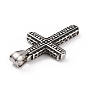 304 Stainless Steel Pendants, with 201 Stainless Steel Snap on Bails, Cross Charms