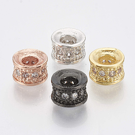 Brass Micro Pave Cubic Zirconia Beads, Column