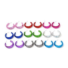 Boucles d'oreilles en acrylique à anneau torsadé, boucles d'oreilles demi-créoles avec 316 épingles chirurgicales en acier inoxydable