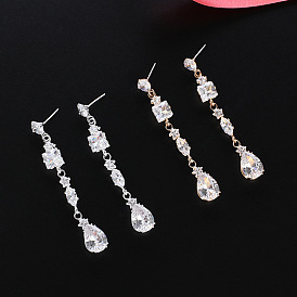 925 Silver Geometric Earrings with Zirconia Stones for Women - Simple and Elegant Jewelry