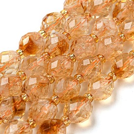 Natural Citrine Beads Strands, Faceted, Oval, with Seed Beads