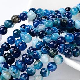 Perles en agate naturelles, teint, ronde, Grade a