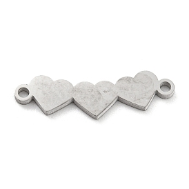 304 Stainless Steel Connector Charms, Triple Heart Links