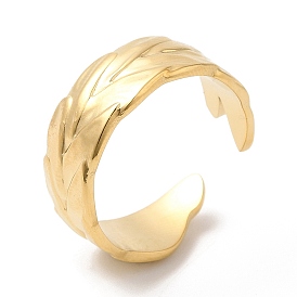 304 Stainless Steel Leaf Open Cuff Ring for Women