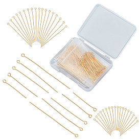 CREATCABIN 200Pcs 5 Style Brass Eye Pins, Real 18K Gold Plated