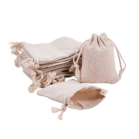 Sacs en coton pandahall élite avec double cordon de serrage sacs-cadeaux réutilisables en tissu bonbons sac de faveur pochettes à bijoux pour la fête de mariage, projets d'artisanat d'art, présente, collations