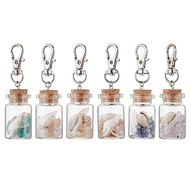 Бусины из натурального лазурита/аметиста/сердолика/цитрина/розового кварца/амазонита и ракушек внутри стеклянной бутылки желаний, подвеска, украшения, Сплав с застежками когтя омара