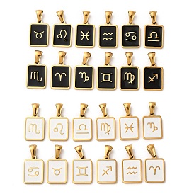 304 нержавеющей стальной эмали подвески, прямоугольник с двенадцати созвездий, золотые