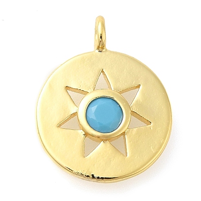 Плоская круглая стойка покрытие латунь микропаве кубический цирконий подвески шармы, без свинца и без кадмия