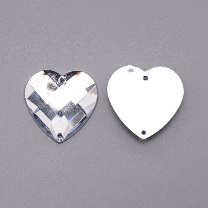 Sew on Rhinestone, Acrylic Rhinestone, Garments Accessories, Faceted, Peach Hearts