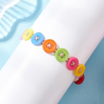 Акриловые пуговицы для пришивания браслетов из бисера, браслеты из вощеного полиэфирного шнура для женщин, плоско-круглые