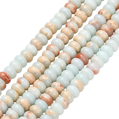 1 нити синтетических бусин императорской яшмы, окрашенные, рондель