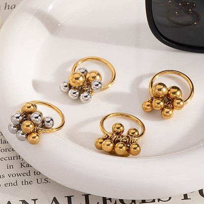 304 женские перстни из нержавеющей стали с бусинами