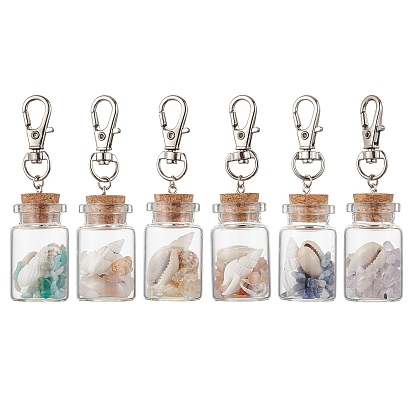 Бусины из натурального лазурита/аметиста/сердолика/цитрина/розового кварца/амазонита и ракушек внутри стеклянной бутылки желаний, подвеска, украшения, Сплав с застежками когтя омара