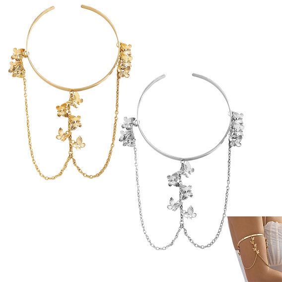 2шт. 2 браслеты на плечо из железа и латуни разных цветов, открытые браслеты-манжеты для женщин