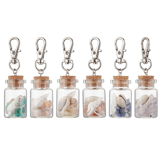 Бусины из натурального лазурита/аметиста/сердолика/цитрина/розового кварца/амазонита и ракушек внутри стеклянной бутылки желаний, подвеска, украшения, Сплав с застежками когтя омара
