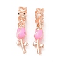 Rack Plating Alloy Pearl Pink Enamel European Dangle Charms, Large Hole Charms, Rose