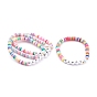 Rainbow Polymer Clay Heishi Beaded Stretch Bracelets for Valentine's Day, Letter Beaded Stackable Bracelets, Smile Face, Word Love
