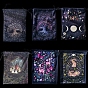Velvet Tarot Cards Storage Drawstring Bags, Tarot Desk Storage Holder, Black, Rectangle with Tree of Life/Sun/Human/Deer/Rabbit Pattern