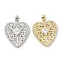 Латунные микро проложить кубического циркония подвески, без кадмия и без свинца, сердце прелести