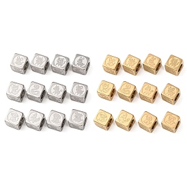304 acier inoxydable perles européennes, Perles avec un grand trou   , cube avec les douze signes du zodiaque chinois