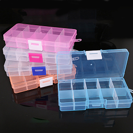 Прозрачные пластиковые съемные контейнеры для бусинок, с крышками и замками, прямоугольные