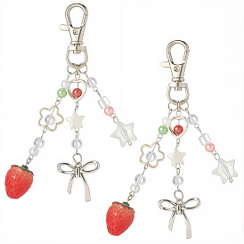 2 шт. подвесные украшения в виде бантов из смолы и сплава, Поворотные застежки-когти-омары для украшения сумок