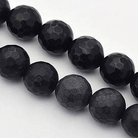 Грановитая круглый натуральный черный камень бисер пряди
