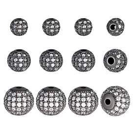 12 шт 3 стили латунные бусины из кубического циркония микропаве, круглые