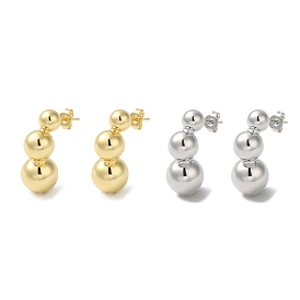 Rack Plating Brass Round Ball Dangle Stud Earrings, Long-Lasting Plated