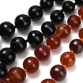 Hilos de cuentas de ágata natural teñidas y calentadas, de tamaño gradual., rondo, facetados
