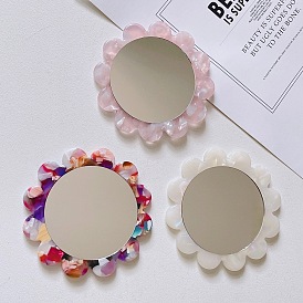 Retro Acetate Sunflower Portable Makeup Mirror for High-end Girls