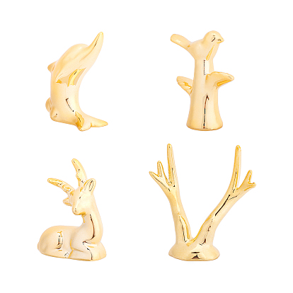 4Pcs 4 Styles Porcelain Dolphin Home Display Decorations, Mixed Shapes