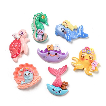 Cute Opaque Resin Cabochons, Marine Animal Cabochons