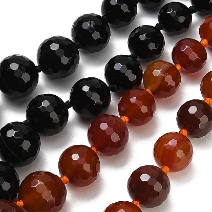 Hilos de cuentas de ágata natural teñidas y calentadas, de tamaño gradual., rondo, facetados