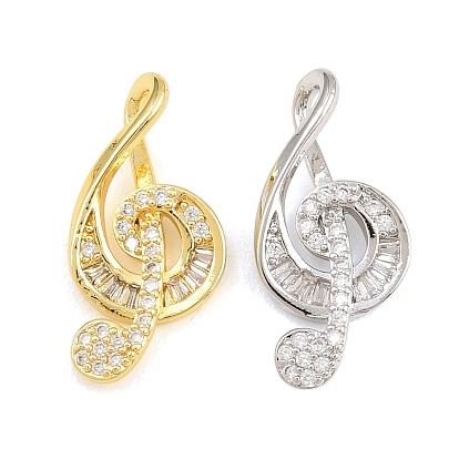 Pendentifs en laiton zircon cubique transparent, charmes de note de musique