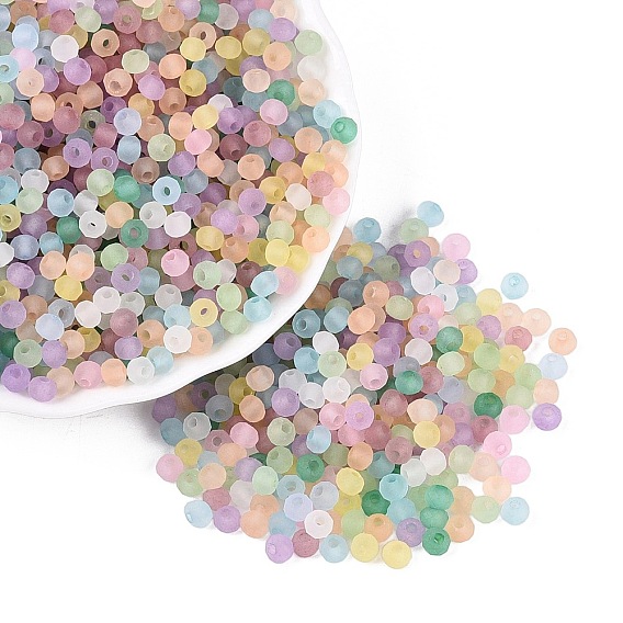 Perles de rocaille en verre transparent dépoli fgb, rondelle, facette, trou rond, teint et cœur