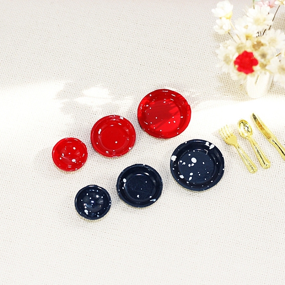 Miniature Spray Painted Alloy Tableware, for Dollhouse Accessories Pretending Prop Decorations
