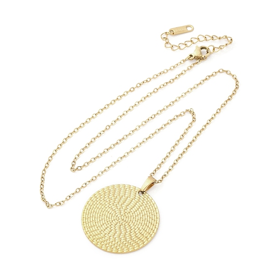 Плоские круглые 304 из нержавеющей стали кулон ожерелье, ионное покрытие (ip)